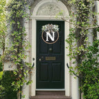 Circular Surname Front Door Welcome Sign - 26 Letter House Wreath, Front Porch Decorations, Year-Round Home Decor (N)