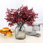JAKY-Global Babys Breath Fabric Cloth Burgundy Artificial Flowers 6 Bundle European Fake Silk Plants Decor Wedding Party Decoration Bouquets Real Touch DIY Home Garden (Wine Red)