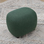 KINWELL Round Boucle Upholstered Ottoman Chair, Footstool with Soft Padded Seat, Fully Assembled Modern Sofa Couch Footrest, Extra Seating for Bedroom Entryway,Green(18.5" D x 23" W x 16.5" H)