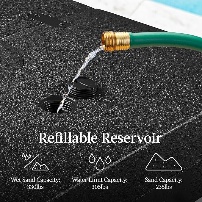 Best Choice Products 330lb Cantilever Offset Patio Umbrella Base, Heavy-Duty Outdoor Stand, Sand Water Fillable Weights Set w/Easy-Fill Spouts – Black