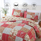 Secgo King Size Comforter Set- 100% Cotton Quilt King Size Set, Green, Sage bedspreads (96 * 108 Inch) with 2 Pillow Shams, Patchwork Reversible Lightweight Bedding