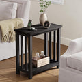 ChooChoo Black End Table for Small Spaces, Narrow Side Table, Night Stand with Storage Shelf for Living Room and Bedroom