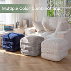 HIGOGOGO Pouf Ottoman Stuffed Square Modern Foam Filled Foot Rest Poufs 20 X 18 Inches Modular Ottomans Separated Into Floor Cushions for Living Room Chair Decorative Stool, Grey