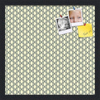 PinPix 17x17 Inch Cork Bulletin Board. This Decorative Framed Pin Board Comes with Yellow and Blue Waves Design and a Satin Black Frame. Ideal for Home Office Decor or Message Board (PinPix-321)