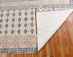 Area Rug 5' Square Rug Brown & Black Cotton Dhurrie Geometric Thick 0.19 inches Stone Easy Washable Rug Hand Wash Cotton Carpet Flatweave Rug Indoor Outdoor Rugs for Kitchen, Bedside, Enterway