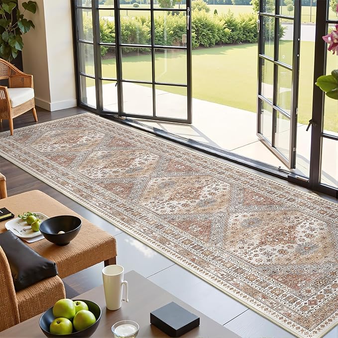 Kitchen Runner Rug Non Slip Washable 2.5x10, Soft Ultra-Thin Entryway Rug Runners for Hallways, Carpet Runner for Living Room,Kitchen, Laundry, Bathroom(Orange,2.5'x10')