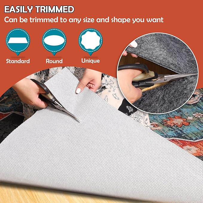 Waterproof Rug Pad, 2x8 Ft Under Area Rug Carpet Pad, Non Slip Rug Pads for All Floors and Hardwood Floors Finishes, Keep Carpets in Place Soft and Prevent Rug from Wrinkling or Buckling