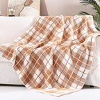 Panku Plaid Blanket, Ultra Soft Cozy Throw Blanket, Warm Fluffy Burnt Orange Throw Blanket for Couch and Sofa (50x60 Inches, Burnt Orange)