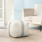 Anji Mountain Artisan Crafted Cotton Blend Pouf Ottoman | Versatile Floor Seating & Footstool for Living Room | Modern Boho Home Décor Accent | Filled Pouffe