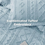 Bedsure Tufted Boho Comforter Set King Size - Light Blue Boho Bed Set, GentleSoft™ 3 Pieces Farmhouse Shabby Chic Embroidery Bedding, Gifts for Woman, Soft Jacquard King Comforter for All Seasons