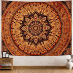Lifeel Orange Mandala Tapestry, Bohemian Medallion Hippie Decor Home Tapestries for Bedroom Living Room, 36x48 inches
