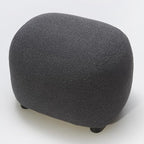 KINWELL Round Boucle Upholstered Ottoman Chair, Footstool with Soft Padded Seat, Fully Assembled Modern Sofa Couch Footrest, Extra Seating for Bedroom Entryway, Dark Gray(18.5" D x 23" W x 16.5" H)