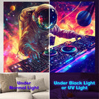 NYZE Blacklight Tapestry Music Wall Tapestry Space Art Colourful Design Tapestries for Hip Hop College Dorm Room Bedroom Wall Decor 79in×59in