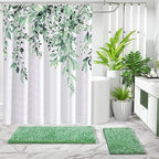 Yimobra Luxury Bathroom Rugs, 47x24, Extra Soft Chenille Mats for Bathroom Non Slip, Fluffy Long Matts for Tub, Plush Shaggy Carpet Runner, Water Absorbent, Machine Washable, Light Green & Green