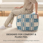 Anji Mountain 100% Handmade & Handcrafted Comfortable Home Décor Pouf Ottoman Footrest for Living Room, Bedroom, Nursery, Kidsroom, Patio Furniture - (20" x 20" x 20" - Blue)