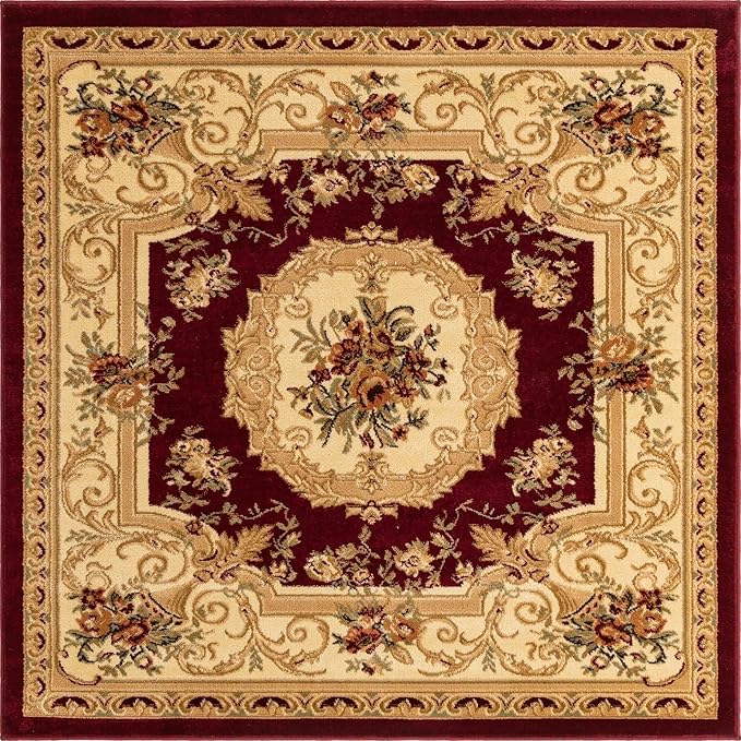 Rugs.com Chateau Collection Rug - 5 Ft Square Red Medium Pile Rug