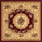 Rugs.com Chateau Collection Rug - 5 Ft Square Red Medium Pile Rug