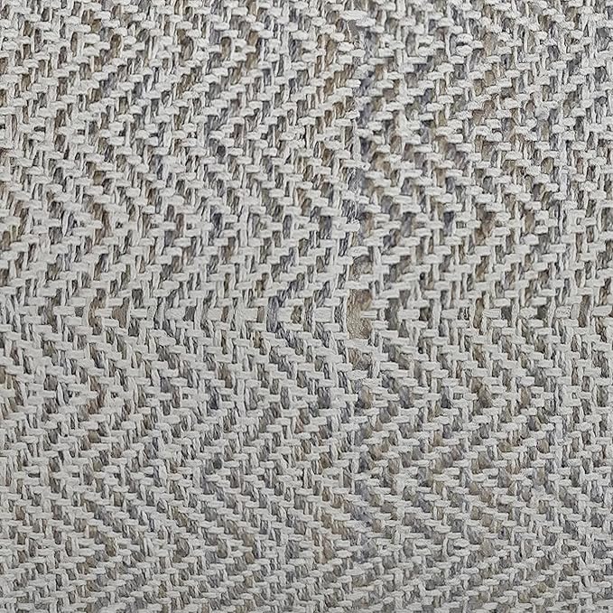 SIMPLIHOME Nate Square Pouf - 20 inch Wide Upholstered Handwoven Cotton Ottoman in Patterned Grey Melange, Boho Footstool or Extra Seating for Living Room with Artisanal Texture, Assembled