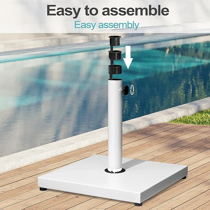 Patio Umbrella Base, 43lbs, Outdoor Heavy Duty Square Concrete Stand Market Umbrella, White