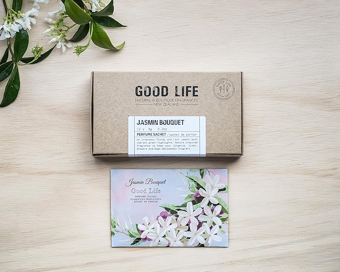 Good Life Jasmin Bouquet Scented Sachets | Designed and Manufactured in New Zealand | 12 Sachets