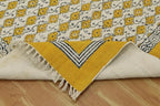 Area Rug 6' Square Rug Yellow & Beige Cotton Dhurrie Oriental Thick 0.19 inches Stone Easy Washable Rug Hand Wash Cotton Carpet Flatweave Rug Indoor Outdoor Rugs for Hall Room, Dining Room