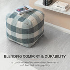 Anji Mountain Artisan Crafted Cotton Blend Pouf Ottoman | Versatile Floor Seating & Footstool for Living Room | Modern Boho Home Décor Accent | Filled Pouffe