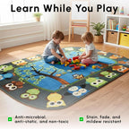 SAFECASTLE Kids Carpet Story Time Owl Rug – 6'6" x 8'4" – Large Multicolored Nylon Educational Area Rug – Learning Carpet for Kids, Toddlers, Classroom, Nursery, Playroom, Daycare & Bedroom