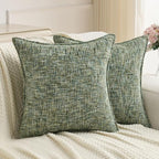 FUTEI Dark Green Decorative Throw Pillow Covers 18x18 Inch Set of 3,Soft Chenille Tweed Textured Cushion Case,Modern Home Decor for Couch Bed Living Room