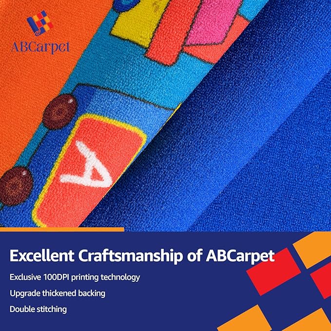 Classroom Area Rug with Number Oval Carpet for Kids, Reading Rug for School Elementary Blue Classroom Rugs for Home Learning Area or Classroom Mat, Kids Room, 6.5 x 8.5 ft