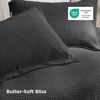 Bedsure Luxury Waffle Duvet Cover Queen Size - Textured Duvet Cover Set, Soft, Breathable Bedding Set (90"x90") with 2 Pillow Shams for All Season, Charcoal, Comforter Not Included