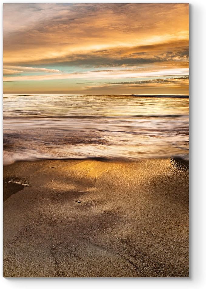 Renditions Gallery Canvas Nature Wall Art Glam Paintings & Prints Serene Beach Sunset Romantic Wall Hanging Modern Artwork Decorations for Bedroom Dining Office Kitchen - 24"x36" LT06
