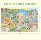 Large Kids Area Rug 6x9 – Interactive North America Map Carpet with States, Animals & Famous Landmarks – Soft Non-Slip Learning Play Mat for Kindergarten, School, or Bedroom Décor