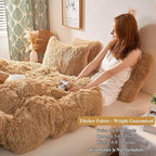 XeGe Plush Shaggy Duvet Cover Set, Luxury Ultra Soft Crystal Velvet Fluffy Bedding Sets 2 Pieces(1 Faux Fur Furry Comforter Cover + 1 Fuzzy Faux Fur Pillowcase), Zipper Closure(Twin, Camel)