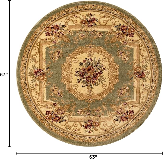 Rugs.com Chateau Collection Rug - 5 Ft Round Green Medium Pile Rug