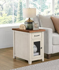 Martin Svensson Home Solid Wood White and Honey Rustic Chairside End Table with Power and Storage