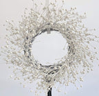 Huashen 24 Inch Winter Front Door Wreath Pearl White Berry Wreath Winter Wreaths for Front Door, Fireplace, Mantel, Xmas Christmas Décor