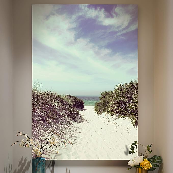 Renditions Gallery Canvas Wall Art Nature Modern Paintings Decorations Sandy Cloudy Beach Romantic Glam Wall Hanging Artwork Prints for Bedroom Living Room Office Kitchen - 24"x36" LT06