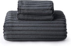 Bedsure Fluffy Duvet Cover Set - Ultra Soft Plush Shaggy Comforter Cover Twin Size, Warm Flannel Fleece Bed Sets for Winter, 2 Pieces (Striped Pattern, Dark Grey)