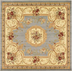 Rugs.com Chateau Collection Rug – 8 Ft Square Light Blue Medium Rug Perfect for Living Rooms, Kitchens, Entryways