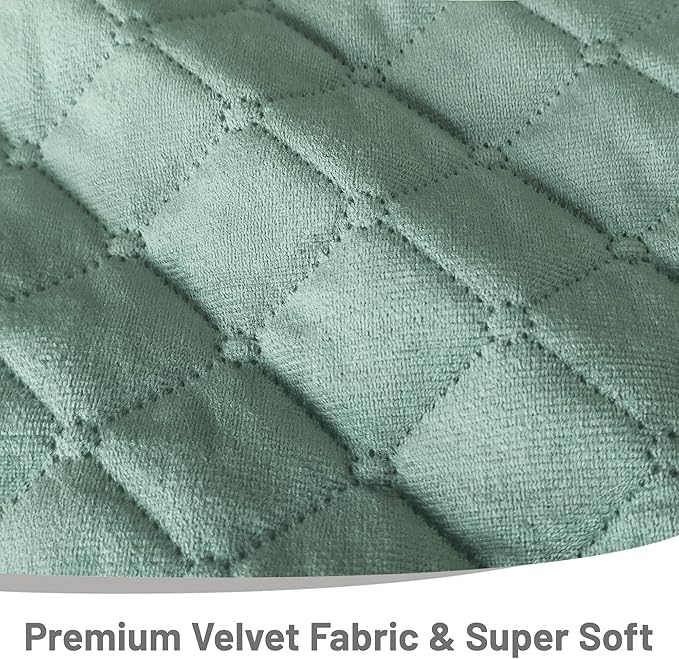 Recliner Sofa Covers 100% Waterproof Velvet L Shape Recliner Couch Covers for Dogs Pets Washable Anti Slip 1 Additional Couch Cover for Reclining Couch (Additional Seat, Sage Green)