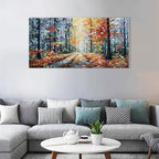 Art Hand Painted Forest Landscape Oil Painting Modern Abstract Art Home Wall Deco Art 24x48 inches