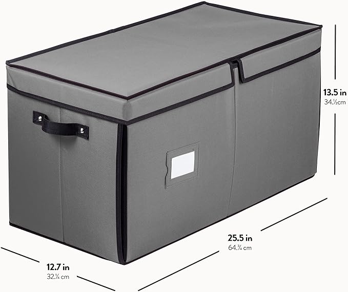 Premium Large Christmas Ornament storage Box, with Side Open, Drawer Style Trays - 3" Compartment, 8 Trays, Keeps 128 Holiday Ornaments & Xmas Accessories, Storage Container Made Of 600D Oxford Fabric