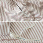 MooMee Striped Duvet Cover Set 100% Washed Cotton Linen Like Textured Breathable Durable Soft Comfy (Orange Pinstripes, Cal King 104"x98")