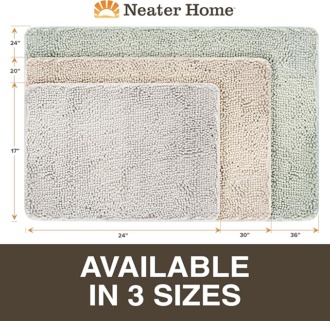 Neater Home Plush Bathroom Rugs 36x24 Thick Chenille Quick Dry Microfiber Absorbent Bath Mat, Soft Bath Rugs, Machine Washable Bathroom Floor Mat for Tub Shower Sink, Home Decor Accessories, Beige