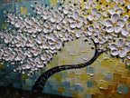 YaSheng Art - 100% Hand Painted Contemporary Art Oil Painting On Canvas Texture White 3D Flower Paintings Modern Home Bedroom Living Room Wall Decor Abstract Art Paintings 24x60inch