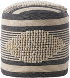 Christopher Knight Home Lucknow Handcrafted Cylinder Pouf - White/Navy Blue