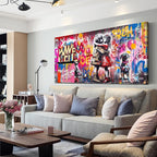 CIRABKY Colorful Canvas Wall-Art - Graffiti Art Wall Decor for Living Room - Boy and Girl Print Big Painting Size 29" x 59"