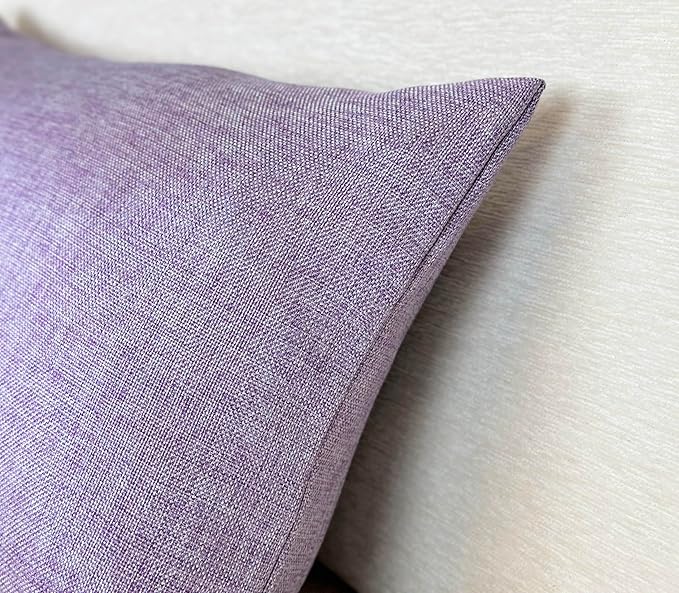 Aiking Home Woven Fine Faux Linen Throw Pillow Cover, Size 14"x26", Lavender