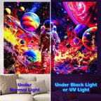 NYZE Astronaut Space Tapestry for Bedroom, Glow in the Dark Room Decor Wall Tapestries, Cool Galaxy Planet Wall Hanging, Wall Hanging for Men Guys Gamer Room Dorm Living Room 90in×70in