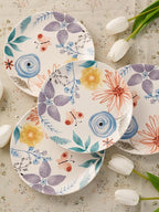 Bico Blossom Symphony Salad Plates Set of 4, 8.75 Inch Ceramic Dessert Plates for Salad, Appetizer, Side Dishes, Microwave and Dishwasher Safe, Gift for Housewarming and Thanksgiving